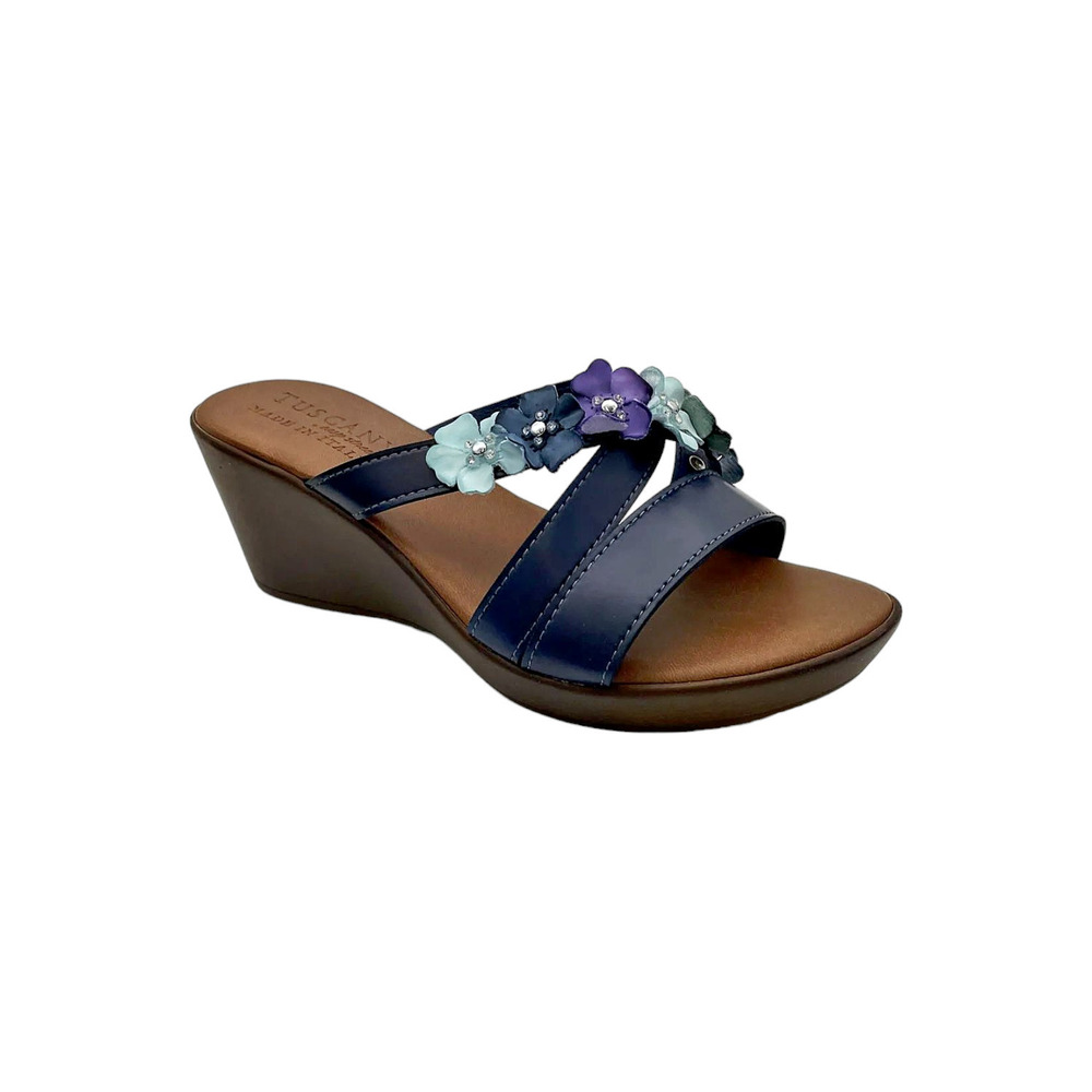 Tuscany Women's Bellefleur Wedge Sandal Navy - Wide